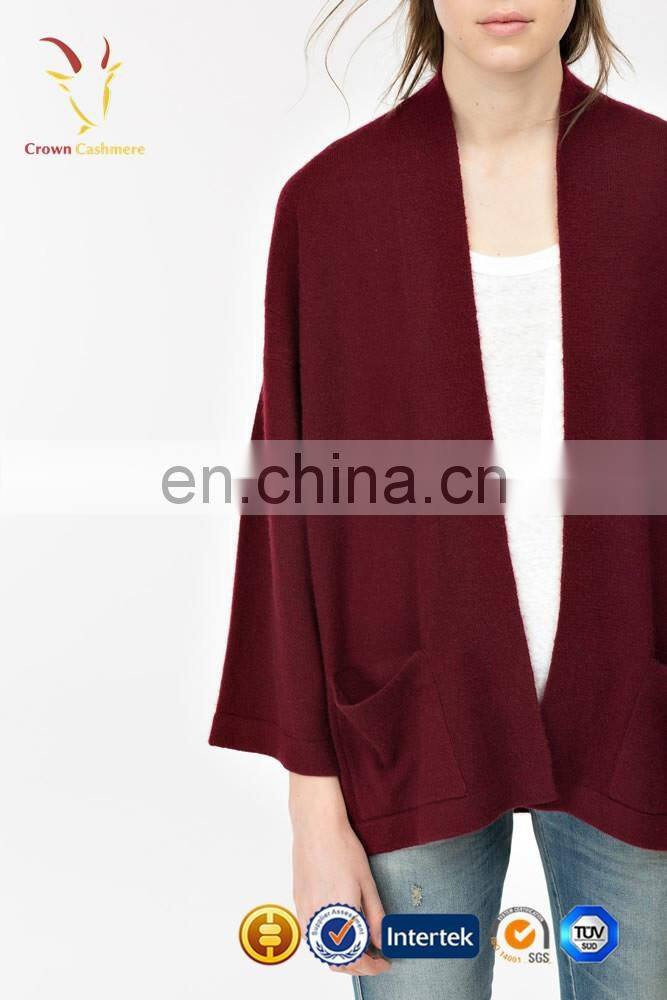 Plus size No Button Cashmere Cardigan Sweater with tie for women