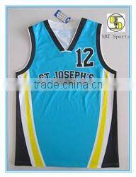 Digital print custom blue basketball jersey