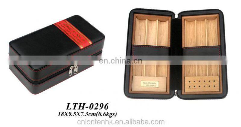 custom modern made in china luxury spanish cedar wooden shelves Leather travel Cigar case humidor