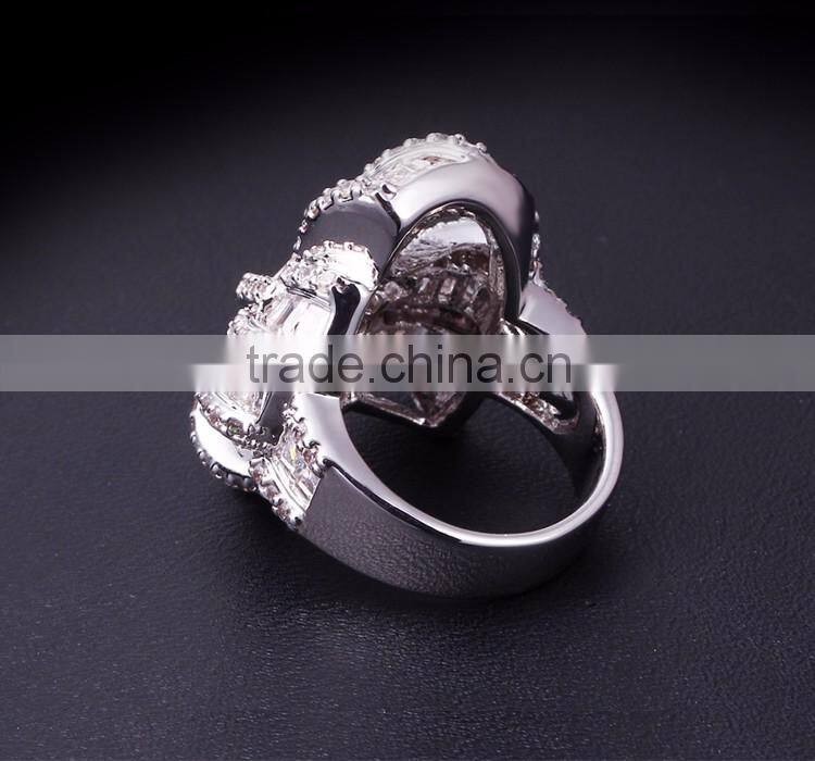 New African Design Wedding Luxury Style Baguette Zircon Crystal Women CZ Jewelry Ring
