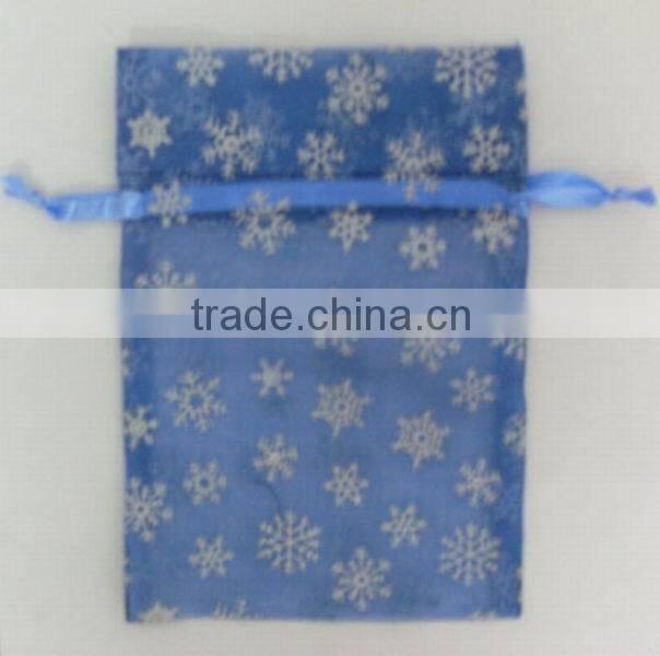 Xmas/party/festive/jewelry/ gifts/candy packaging bags with glitter snowflake printed fabric present pouch