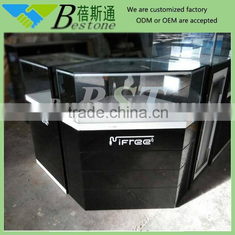 fashion wooden corner glass display cabinet with soft led light strips