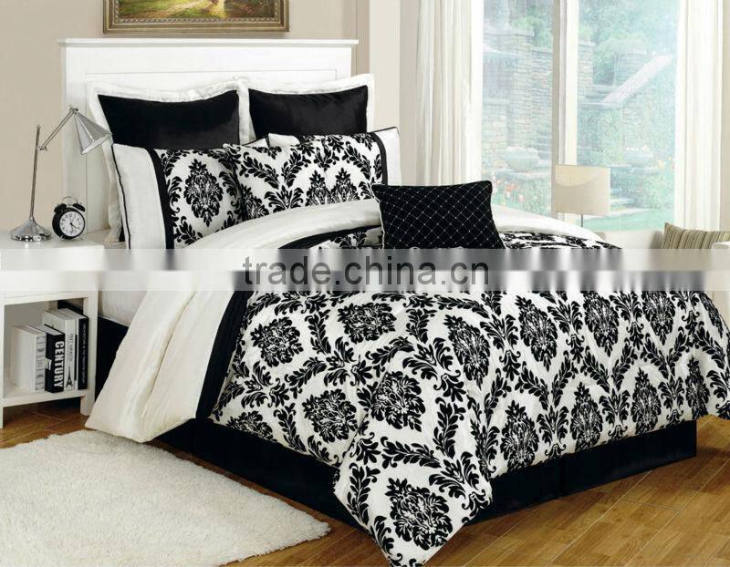100% polyester flocked duvet comforter set