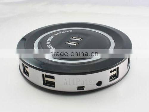 24 Port USB Hub 2.0 with AC Adapter Plug USB Cable Hi-speed
