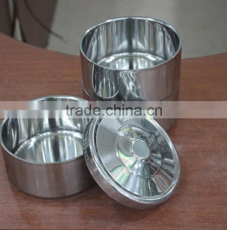 stainless steel color 2 layers hot lunch box/ insulated tiffin hand pot/ food carrier