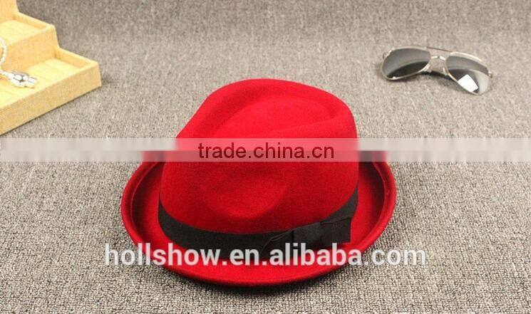 Star Favourite Ribbon Fixed Ladies Elegant Vintage Wool Fedora Hat