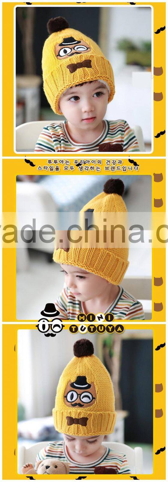 Wholesale 2015 Winter Latest Gentle Cat Embroideried Fashion Boys Girls Kids Hat