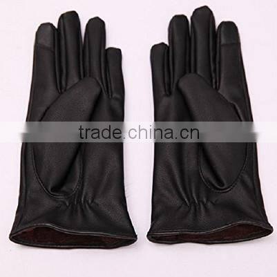 women fashion touch screen leather glove new fashion fur leather glove