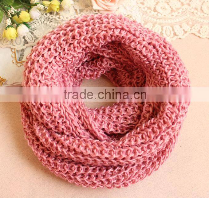Wholesale Fashion Plain Solid Color Wool Circle Loop Infinity Women Knitted Scarf