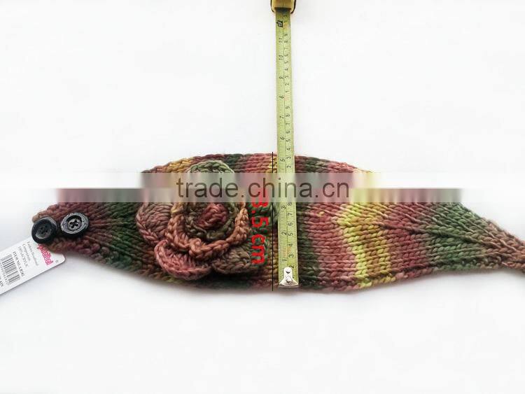 Beautiful Colorful Yarn Knittig Flower Decorated Fashion Women Head Band