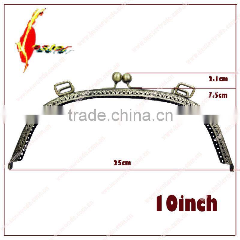 10inch Antique-brass metal purse frame