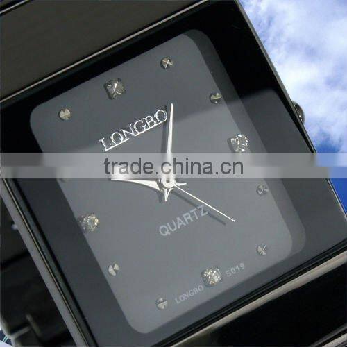 New Mens Unisex Black Square Dial Classic Value Stainless Steels Band Fashion Quartz Watch WM158