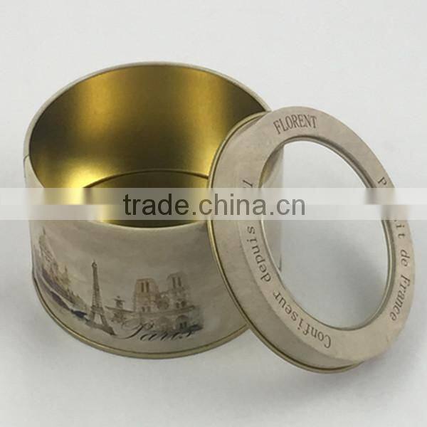 round copper tin canister for tea pack