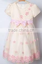 Fashion Rose Red Sequin Organza Fabric Baby Girl Party Dress for Children