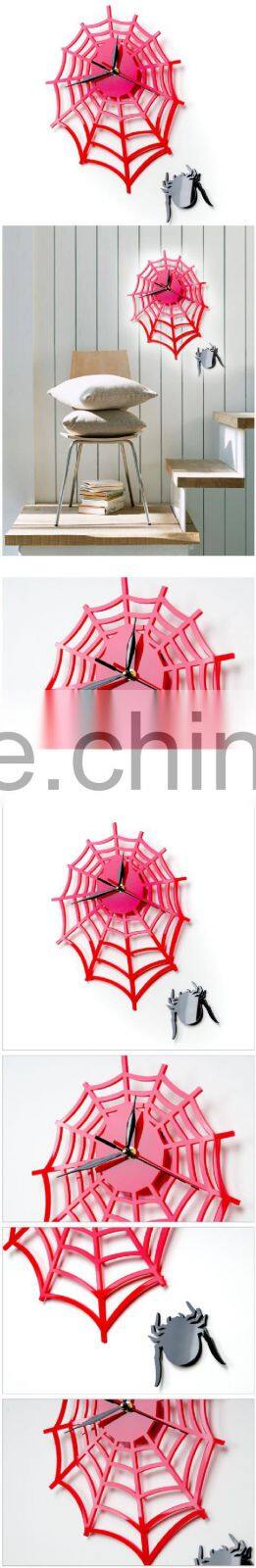 Cobweb acrylic wall clock,hot acrylic home clock