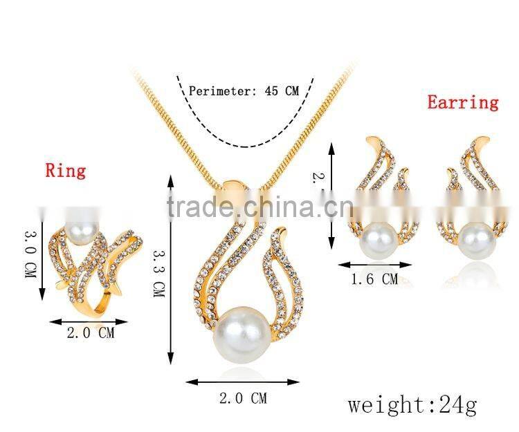 Luxury Brand Imitation Pearl Necklace Earrings Wedding Jewelry Sets Vintage Fashion Crystal Bridal Jewellery Set for Women Gift