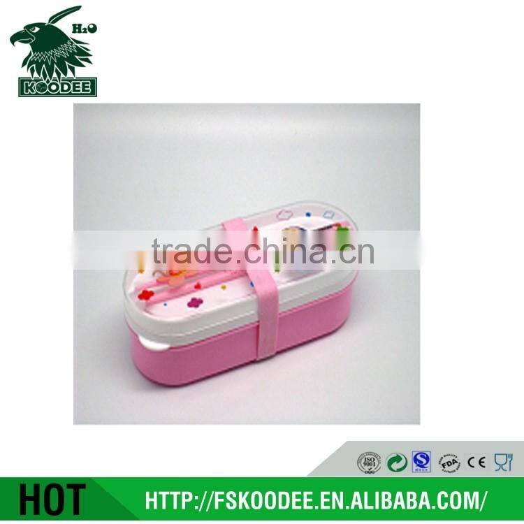 Cartoon design plastic material lunch box with chopstick