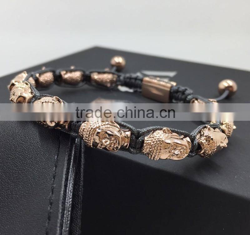 High quality stainless steel Buddha bracelet PVD plated Real 18k gold color