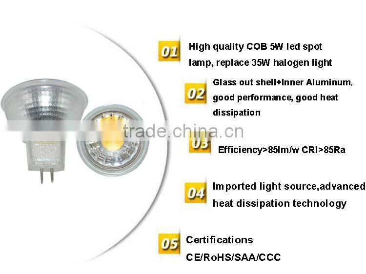 90-130V, 180-260V 5W GU 5.3 LED spotlight dimmable