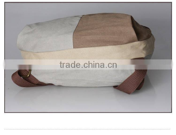 Korean design pu splice canvas school bacopack travel backpack