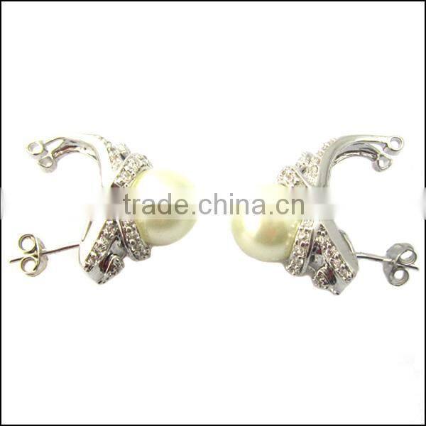 big pearl silver jewelry earring