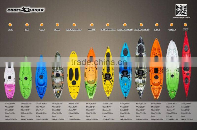 RAPIER-Single barato sea Kayak for exploration from Ningbo Cool Kayak Supplier sit-on top plastic kayak with rudder system