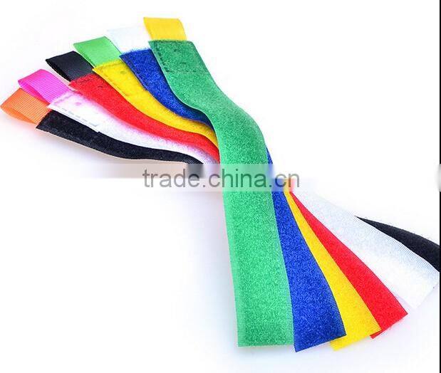 Colorful adjustable hook and loop wire cable tie with label tag