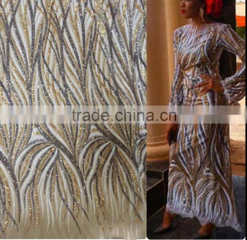 2016 latest design african french lace fabric tulle lace high quality 5 yards on sale for Garment