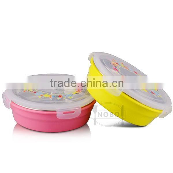 child colorful 3 compartment lunch box with lid