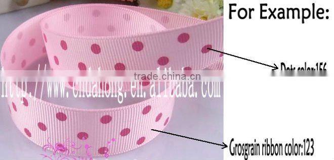 Regular dots printed grosgrain ribbon