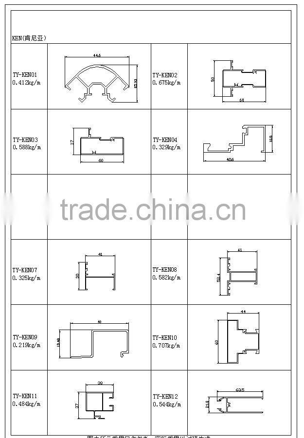Window and Door aluminum extrusion profile for Kenya Market