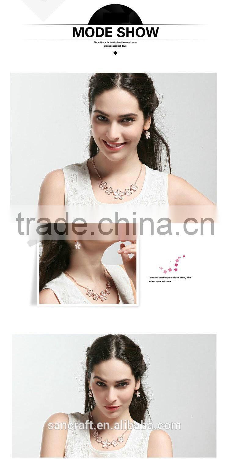 Fashionable rose gold plated opal jewelry set with necklace and earring