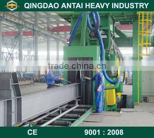 roller conveyor type steel plate and H beam cleaning shot blast mahcine