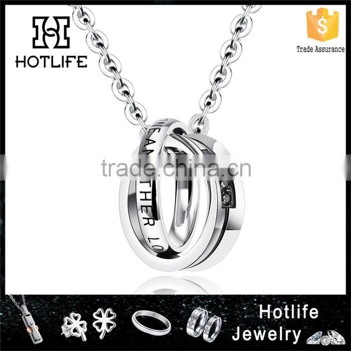 Latest design wholesale couple rings necklace 2016