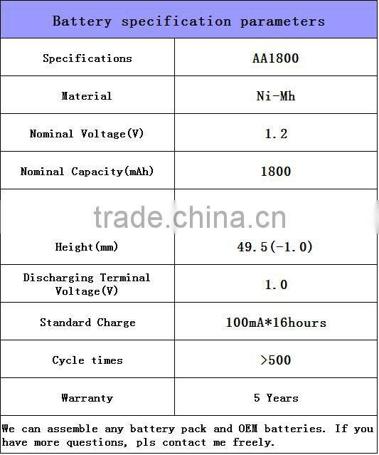 AA 1800mAh 1.2 V Quanlity Rechargeable Battery NI-MH 1.2V Rechargeable 2A Battery Baterias Bateria