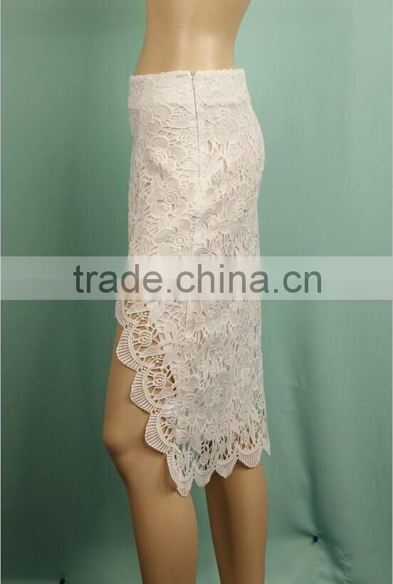 2016 S/S short fancy designs ladies unique white lace long skirts