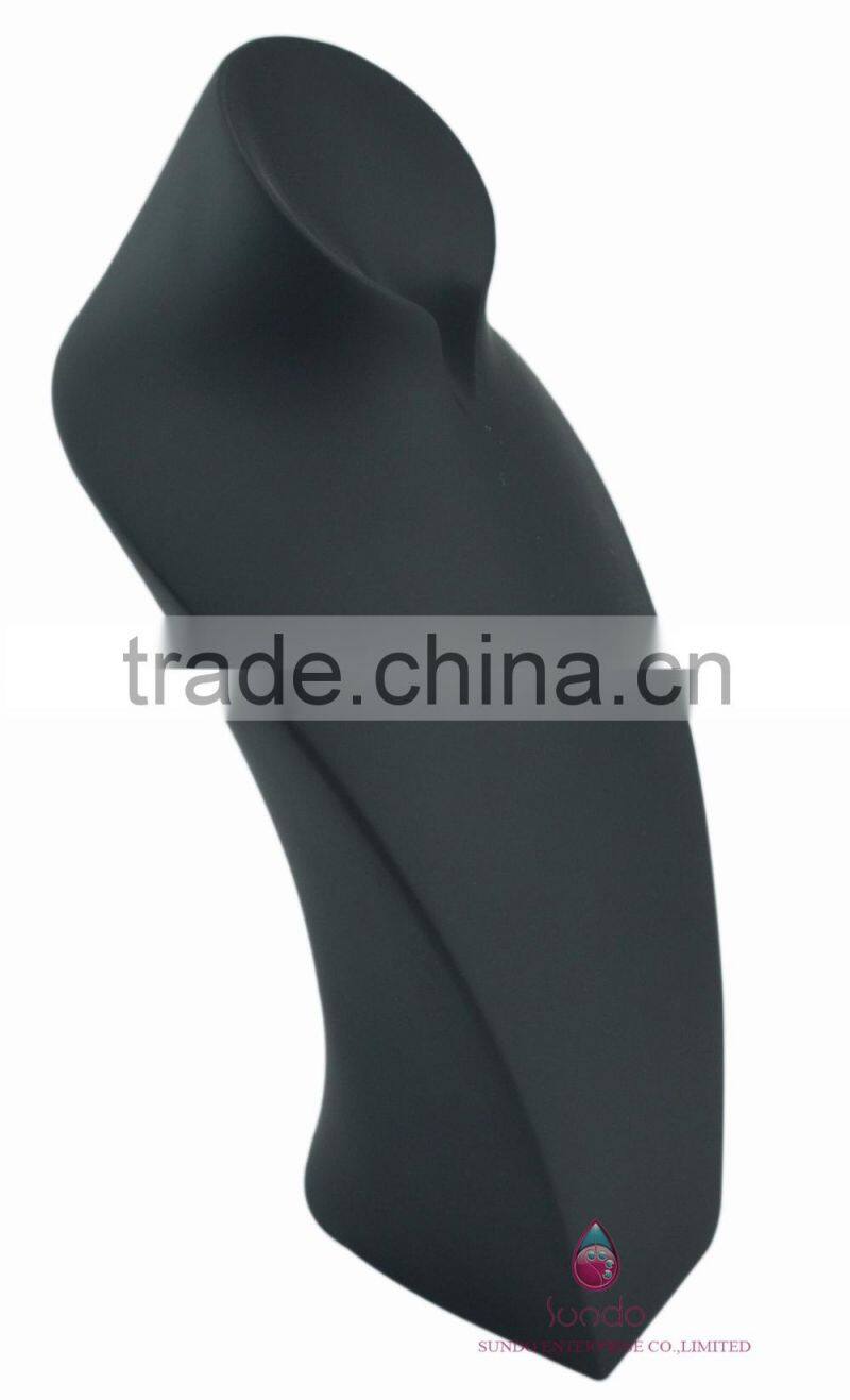black wooden necklace display bust