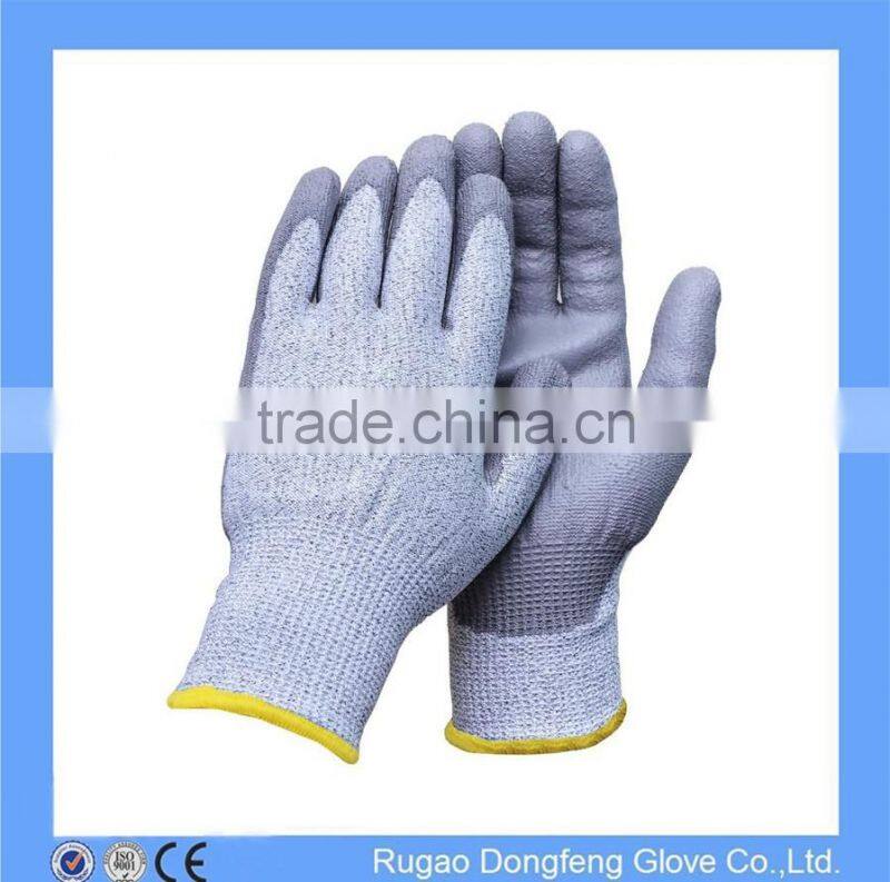 Black Polyurethane Palm Coating Ansi Cut Level 3 Gloves