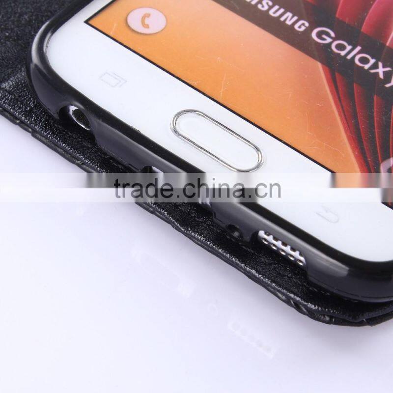 New arrival piriting leather filp case for samsung s6