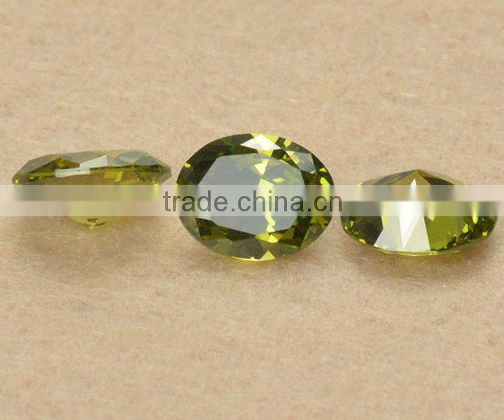 wholesale high quality loose Oval dark Peridot cz lab created diamond