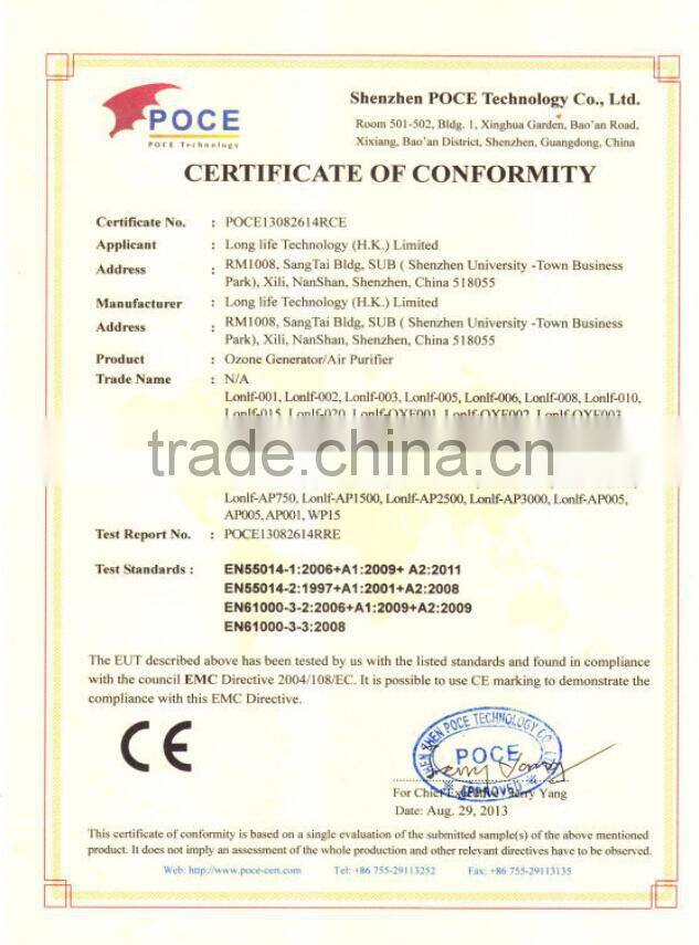 ozone detector/Long Life Integrated Ozone Generator/ozonizer/ ozonator