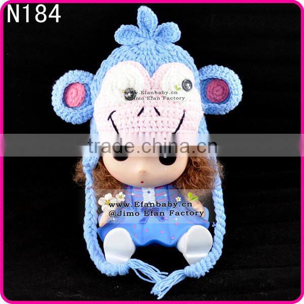 knitted newborn baby monkey earflap hat crochet baby beanie pattern animal hat