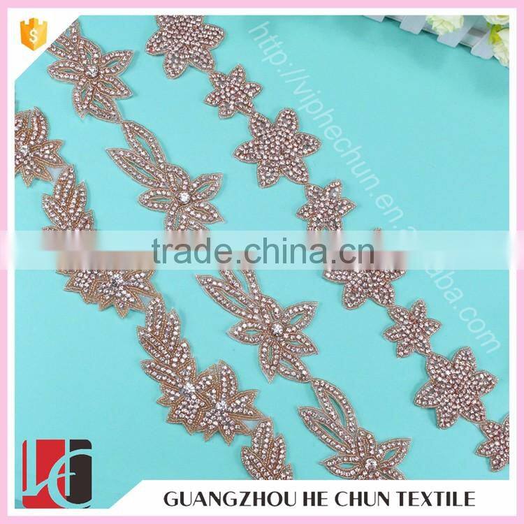 HC-4830-1 Hechun Rhinestone Fashion Beaded Ribbon Trim for Dyeable Cothing