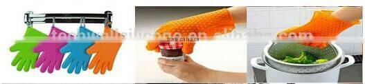 2014 super lone 36 cm long Durable kitchen five fingers silicone glove silicon dishwashing glove