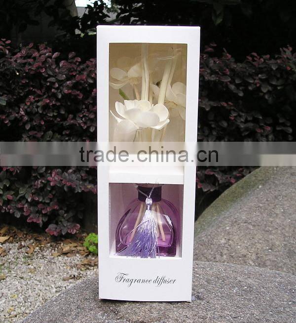 Silk ribbon hot sale 50ml luxury lavender scent reed diffuser for home decoration