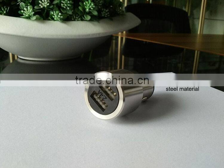 2016 newest stainless steel 2.4A usb Car Charger
