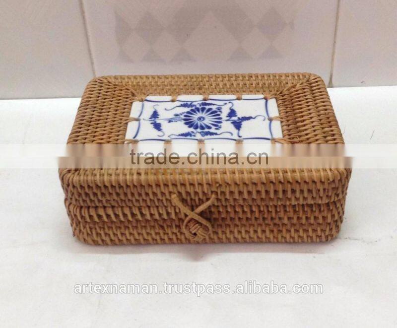 Wholesale Natural hand woven rattan storage box in Vietnam