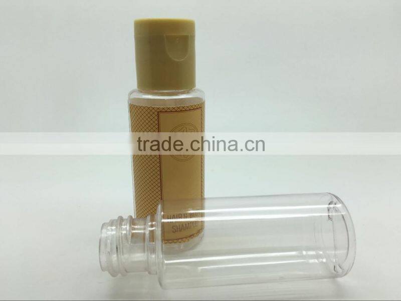 High quality PETG bottle for hotel shampoo cosmetic bottles/30ml empty plastic bottles with flip cap