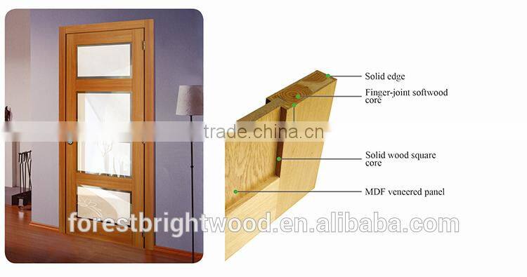 Unfinished interior oak veneered wood glass door design