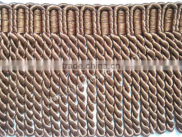 4.5 INCH LONG BROWN BULLION FRINGE TRIM